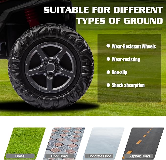 2 Seater 24V Kid Toy Car with Remote Control 4WD Electric Vehicles Battery Powered Toy Car,Ride on Car for 3+ Years Kids Ride On Toy(Black)-BubblyBeeBaby