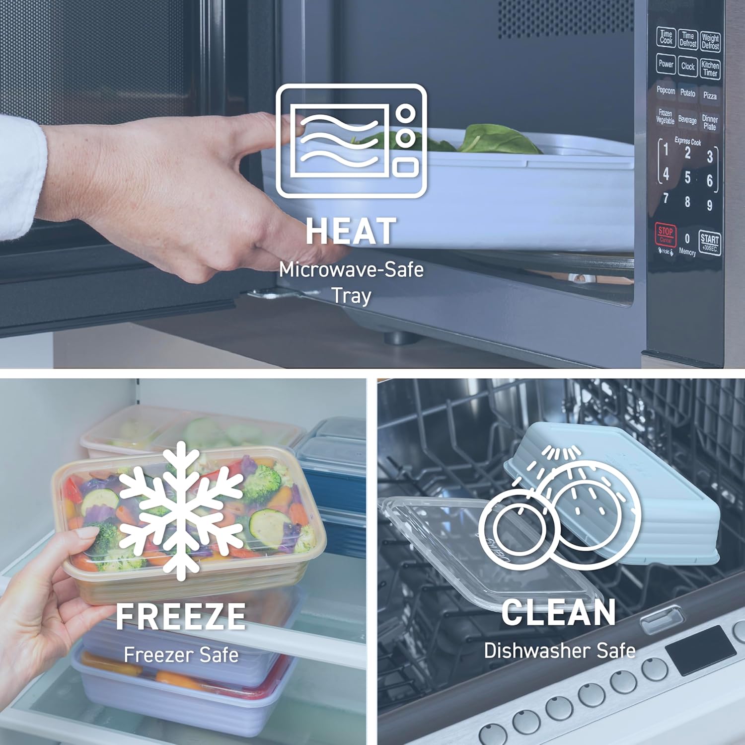 Bentgo 20-Piece Lightweight, Durable, Reusable BPA-Free 1-Compartment Containers - Microwave, Freezer, Dishwasher Safe - Periwinkle