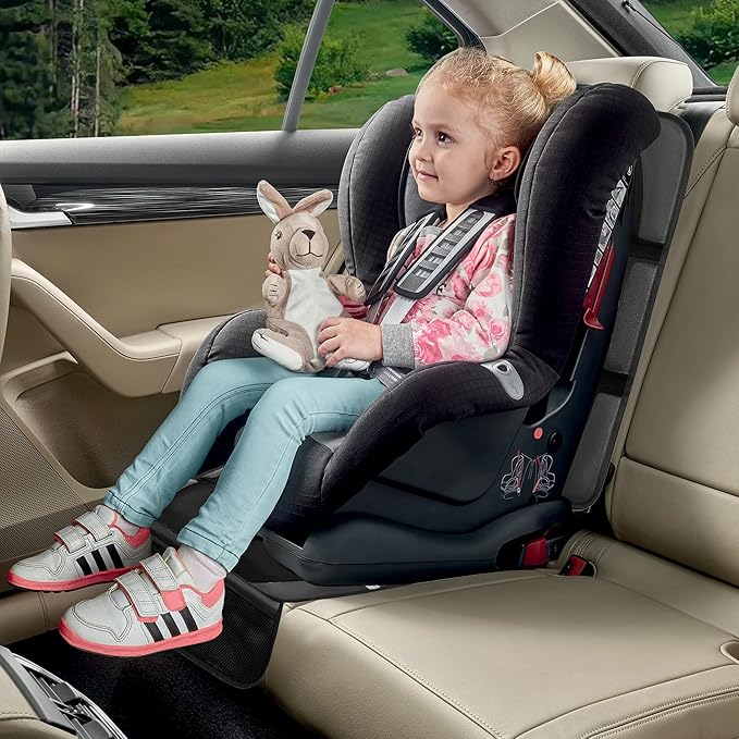 Car Seat Protector for Child Car Seat, 2 Pack Baby Car Seat Covers with Mesh Pockets & Non-Slip Backing 600D Durable Seat Protector Under Baby Car Seat for Car Back Seat (Black, Large)-BubblyBeeBaby