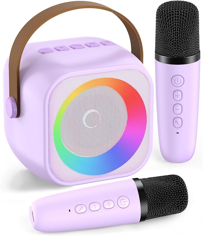 Karaoke Machine for Kids Adults, Karaoke Toys Gifts for Girls Boys, Portable Bluetooth Speaker with Wireless Microphone, Birthday Gifts for Girls Boys Ages 4, 5, 6, 7, 8, 9, 10, 12+ Years Old-BubblyBeeBaby