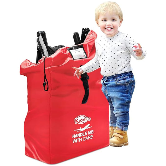 Travel Stroller Bag for Airplane, Red, 47" H x 24" W x 15" D, Fits Most Large, Single, Double, Jogging Strollers,Waterproof, Heavy-Duty Protection, Easy-to-Carry Design-BubblyBeeBaby
