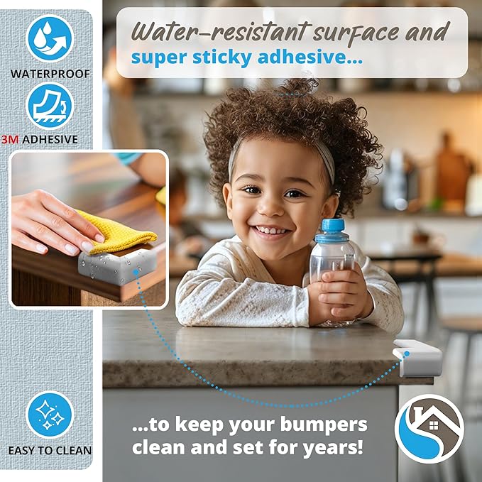 12-Pack Corner Protectors Baby Proof, Furniture Corner and Edge Safety Bumpers, Soft Rubber Foam Cushion Covers, 3M Taped Corner Guards, Baby Child Proofing Pads, Table Corner Protectors, Gray-BubblyBeeBaby