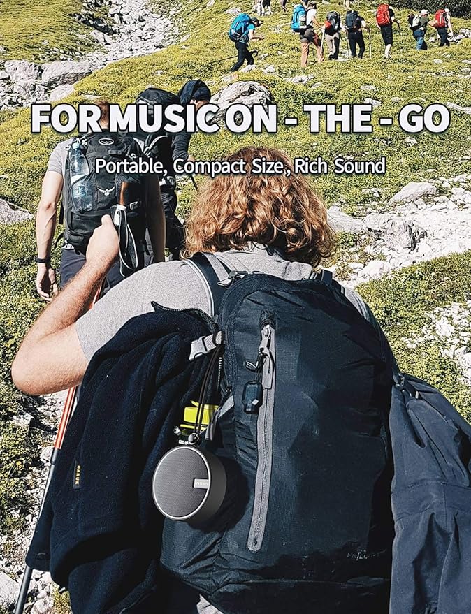 INSMY C12 IPX7 Waterproof Shower Bluetooth Speaker, Portable Small Speaker, Speakers Bluetooth Wireless Loud Clear Sound Support TF Card Suction Cup for Kayak Canoe Beach Gift (Black)-BubblyBeeBaby