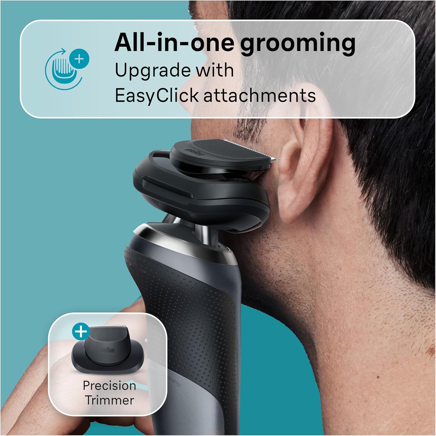 Braun Electric Shaver for Men, Series 7 7120s, Wet & Dry Shave, Turbo & Gentle Shaving Modes, Waterproof Foil Shaver, with Precision Trimmer, Space Grey