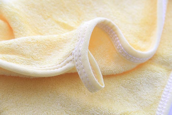 HIPHOP PANDA Baby Washcloths, Rayon Made from Bamboo - 2 Layer Ultra Soft Absorbent Newborn Bath Face Towel - Reusable Baby Wipes for Delicate Skin - Yellow, 6 Pack-BubblyBeeBaby