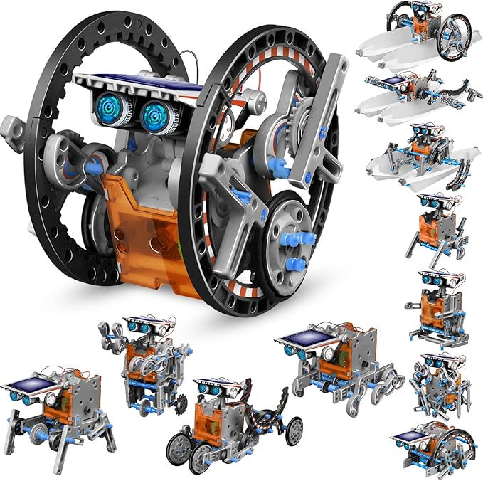 13-in-1 Solar Robot Toys for Ages 8 9 10 11 12 Year Old Boys Girls, STEM Science Kits for Kids Age 8-12, Building Experiments Robotics Kit STEM Projects for Kid Christmas Birthday Gifts (Gray)-BubblyBeeBaby