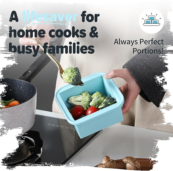 2-Cup Silicone Freezer Trays with Lids – Perfect for Meal Prep, Portion Control, and Easy Freezing-Meal Prep Container Molds for Soup,Leftovers (Aqua, 2 Pack)-BubblyBeeBaby