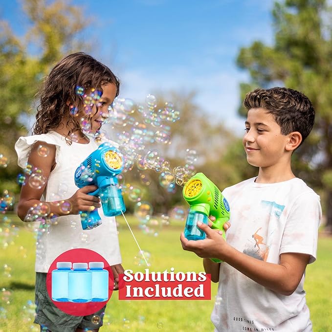 JOYIN 3 Bubble Guns Kit with 3 Solutions for Kids, Bubble Blaster for Summer Toy, Party Favors, Birthday, Outdoor & Indoor Activity, Birthday Gift-BubblyBeeBaby
