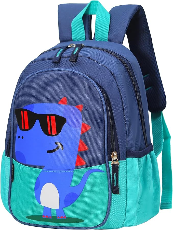 12 inch Kids Small Toddler Preschool Travel Backpack Cool Cute Cartoon Daypack (Dinosaur Green)-BubblyBeeBaby