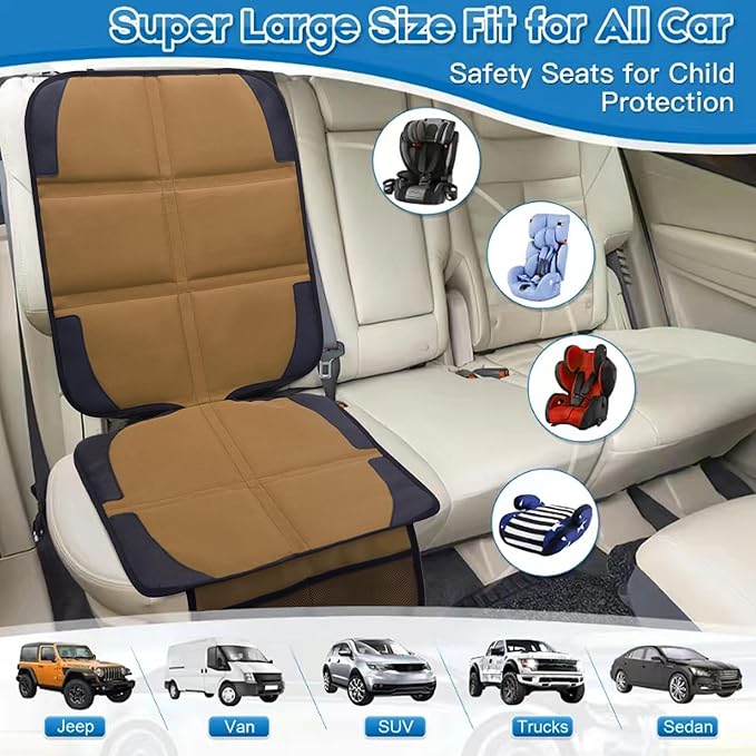 Car Seat Protector for Child Car Seat, 2 Pack Baby Car Seat Covers with Mesh Pockets & Non-Slip Backing 600D Durable Seat Protector-BubblyBeeBaby