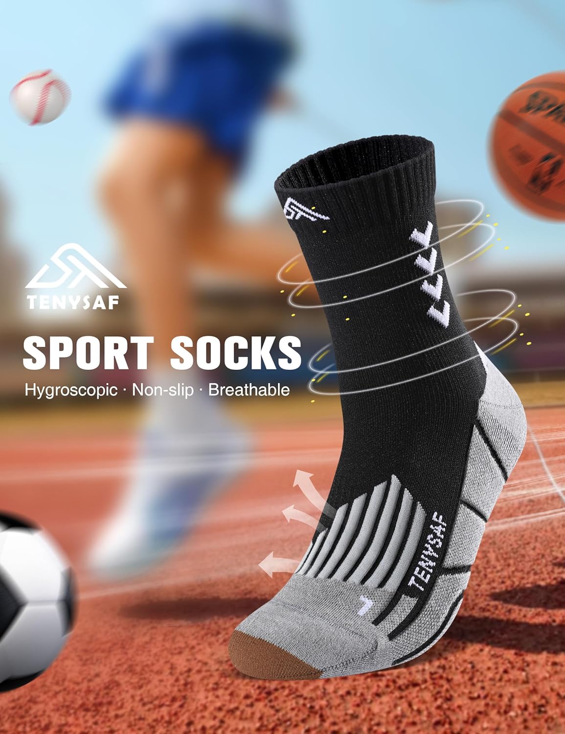 Compression Crew Running Socks: Athletic Socks for Men Women with Cushion,3 Pairs Work Hiking Basketball Sport Socks
