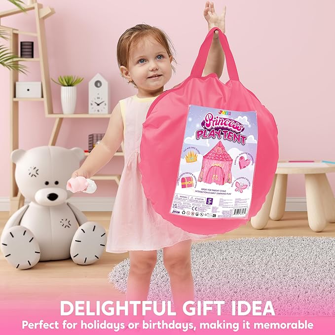 JOYIN Princess Tent Girls Large Playhouse Kids Castle Play Tent for Children, Pop Up Play House for Toddlers Indoor and Outdoor Games-BubblyBeeBaby
