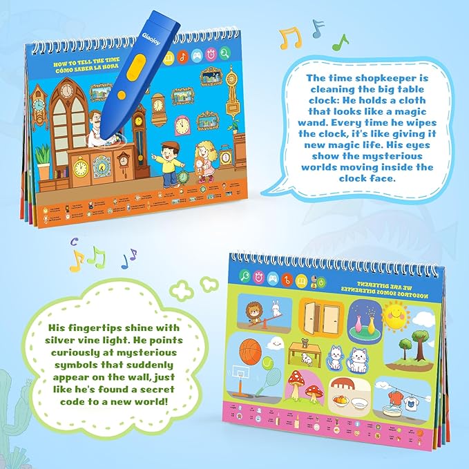 Interactive Search and Find Activity Books for Kids Ages 3-5, Toddler Travel Games Toys for Car Airplane, Road Trip Activities for Kids 4-8, Educational Preschool Learning Toys Gift with a Talking Pen-BubblyBeeBaby