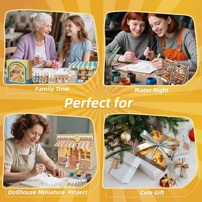 iLAND Cute Crafts for Teens Women Adults of DIY Air Dry Clay Art Mini Food, Modeling Clay Kit for Fun Date Night Craft Set Realistic 1/12 Scale Accessories for Dollhouse Kitchen Creative Crafting Gift-BubblyBeeBaby