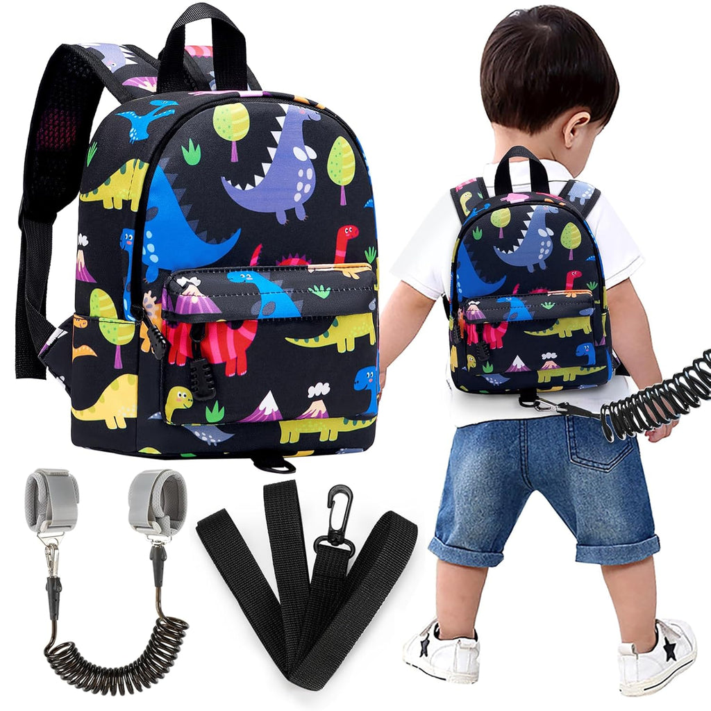 Accmor Toddler Leash Baby Dinosaur Backpack Harness with Anti Lost Wrist Link, Cute Mini Child Daycare Bag with Tether Hold Kids Close While Outdoor Walking for Baby Boys Girls