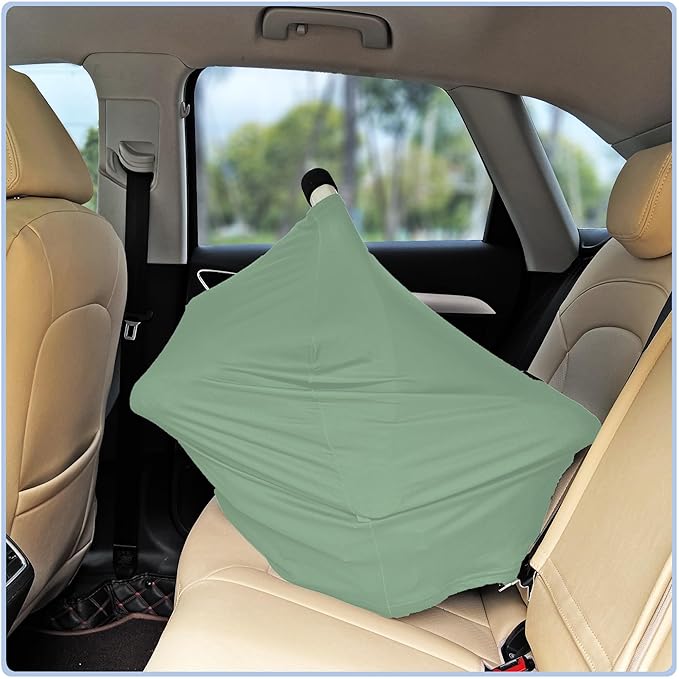 Car Seat Covers Baby - Multi-use Cover Carseat Canopy, Breathable Breastfeeding Cover, Car Seat Covers for Bbies, Boys & Girls Shower Gifts (Light Green)-BubblyBeeBaby
