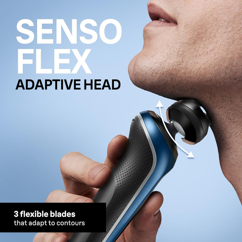 Braun Electric Shaver for Men, Series 6 6120s, Wet & Dry Shave, Turbo & Gentle Shaving Modes, with Precision Trimmer & Pouch, Blue