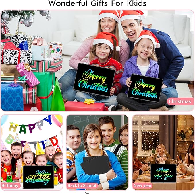 15 Inch LCD Writing Tablet for Kids, Large Kids Drawing Pad, Rechargeable Drawing Tablets, Drawing Supplies Toys Gifts for 3-8 Year Old Girls Boys, Black Drawing Board-BubblyBeeBaby