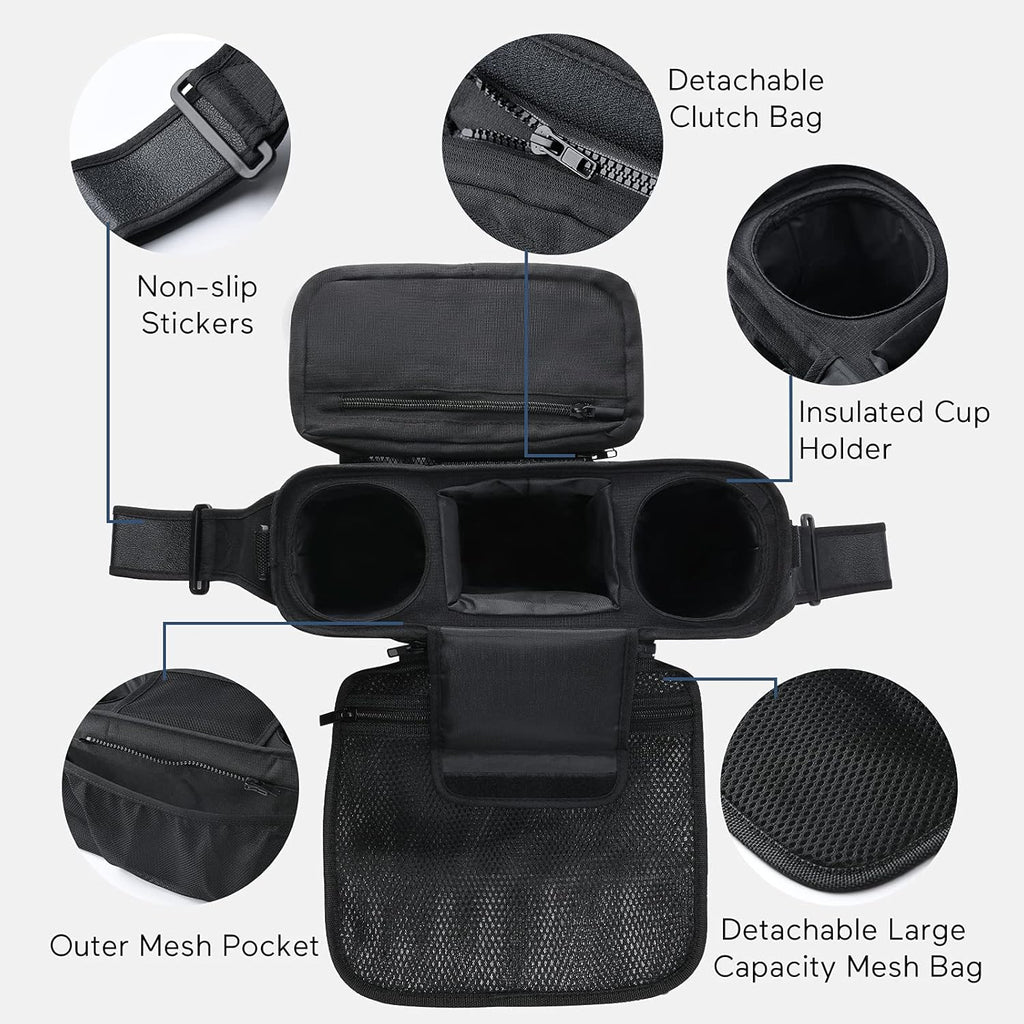 Momcozy Universal Stroller Organizer with Insulated Cup Holder Detachable Phone Bag & Shoulder Strap, Fits for Stroller like Uppababy, Baby Jogger, Britax, BOB, Umbrella and Pet Stroller