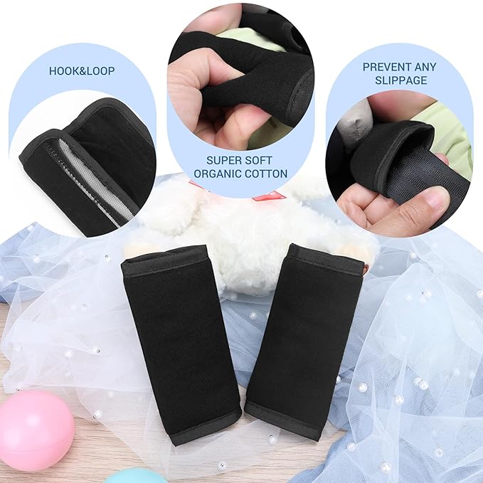COOLBEBE Upgraded Babybody Support & Strap Covers Set for Newborn Infant Toddler - Extra Soft Breathable Car Seat Insert Cushion Pad, Perfect for Carseats, Strollers, Swing, Black-BubblyBeeBaby