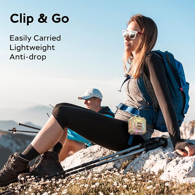 INSMY Shower Bluetooth Speaker, IP67 Waterproof Portable Small Multi Sync 100+ Speakers, Big Volume Booming Bass, 24H Playtime/Floatable/RGB Lights for Outdoor/Kayak/Beach/Golf (Khaki)-BubblyBeeBaby