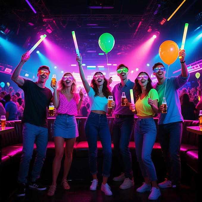 108 PCs LED Glasses,Light Up Glasses,Glow Glasses Glow In The Dark Party Supplies Suitable For Kids/Adults, 3 Light up Modes, 5 Neon Colors Rave Party,Wedding, Birthday, Concert, New Year, Carnival-BubblyBeeBaby