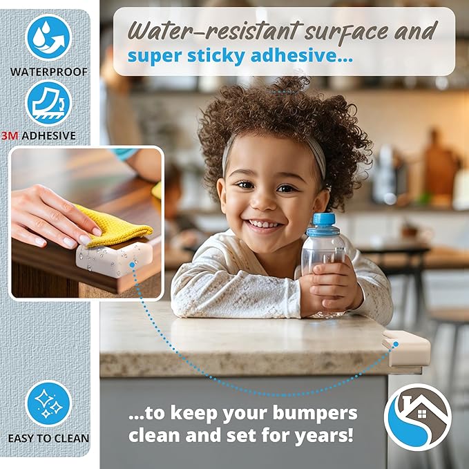 12-Pack Corner Protectors Baby Proof, Furniture Corner and Edge Safety Bumpers, Soft Rubber Foam Cushion Covers, 3M Taped Corner Guards, Baby Child Proofing Pads, Table Corner Protectors, White-BubblyBeeBaby