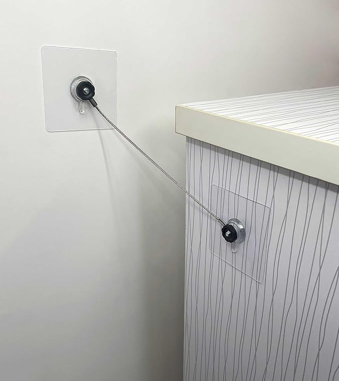 10 inches Stainless Steel Furniture Straps for Baby Proofing, No-Drill Furniture Anchors Earthquake Straps, Prevent Falling and Anti Tip TV Safety Straps, 6 Pcs-BubblyBeeBaby