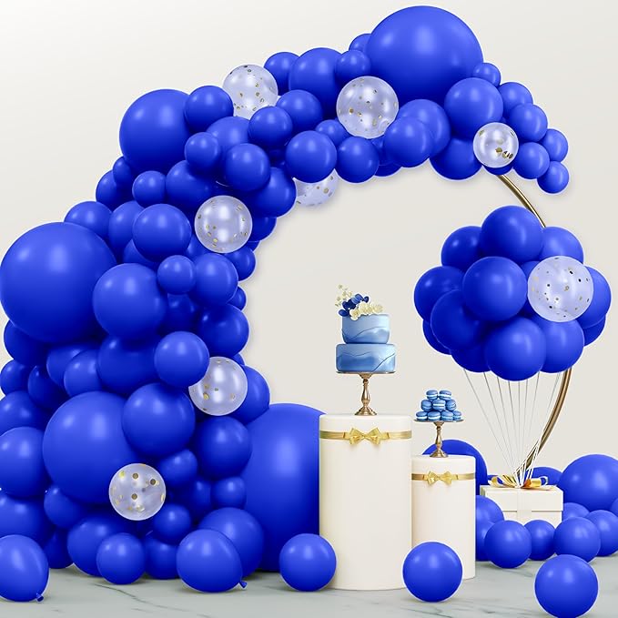 JOYIN 150 Pcs Royal Blue Balloons, Different Sizes 18 12 10 5 Inch Royal Blue Latex Balloon Arch Kit with Instruction for Birthday Party Graduation Wedding Holiday Decoration-BubblyBeeBaby