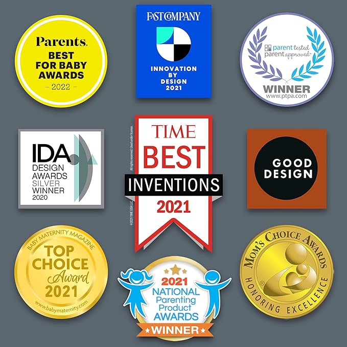 Chicco Duo Newborn Hybrid Baby Bottle Starter Gift Set with Invinci-Glass Inside and Plastic Outside | Dishwasher, Bottle Warmer, and Electric Sterilizer Safe | Intui-Latch Nipple | Clear/Grey-BubblyBeeBaby