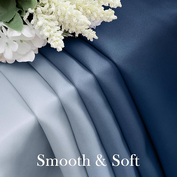 HOMEIDEAS Navy Blue Ombre Blackout Curtains 52 X 96 Inch Length Gradient Room Darkening Thermal Insulated Energy Saving Grommet 2 Panels Window Drapes for Living Room, Bedroom-BubblyBeeBaby