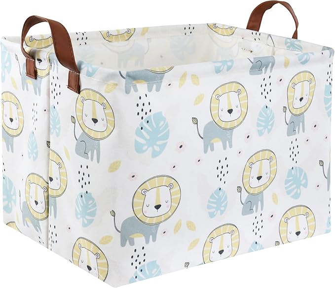 HIYAGON Baby Storage Baskets kids Toy Basket for Boy and Girls Gift Basket Empty Cute Storage Bin Organizer Box Rectangular Animal Room Decor for Books(Lion)-BubblyBeeBaby
