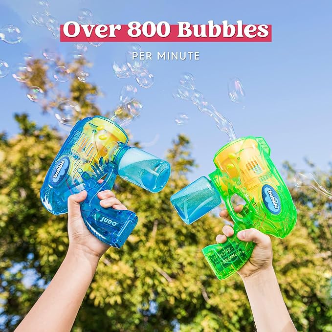 JOYIN 2 Bubble Guns Blaster Kit with 2 Solution for Kids, Automatic Bubble Maker Blower Machine for Party Favors, Birthday, Outdoor & Indoor Activity, Summer Toy-BubblyBeeBaby