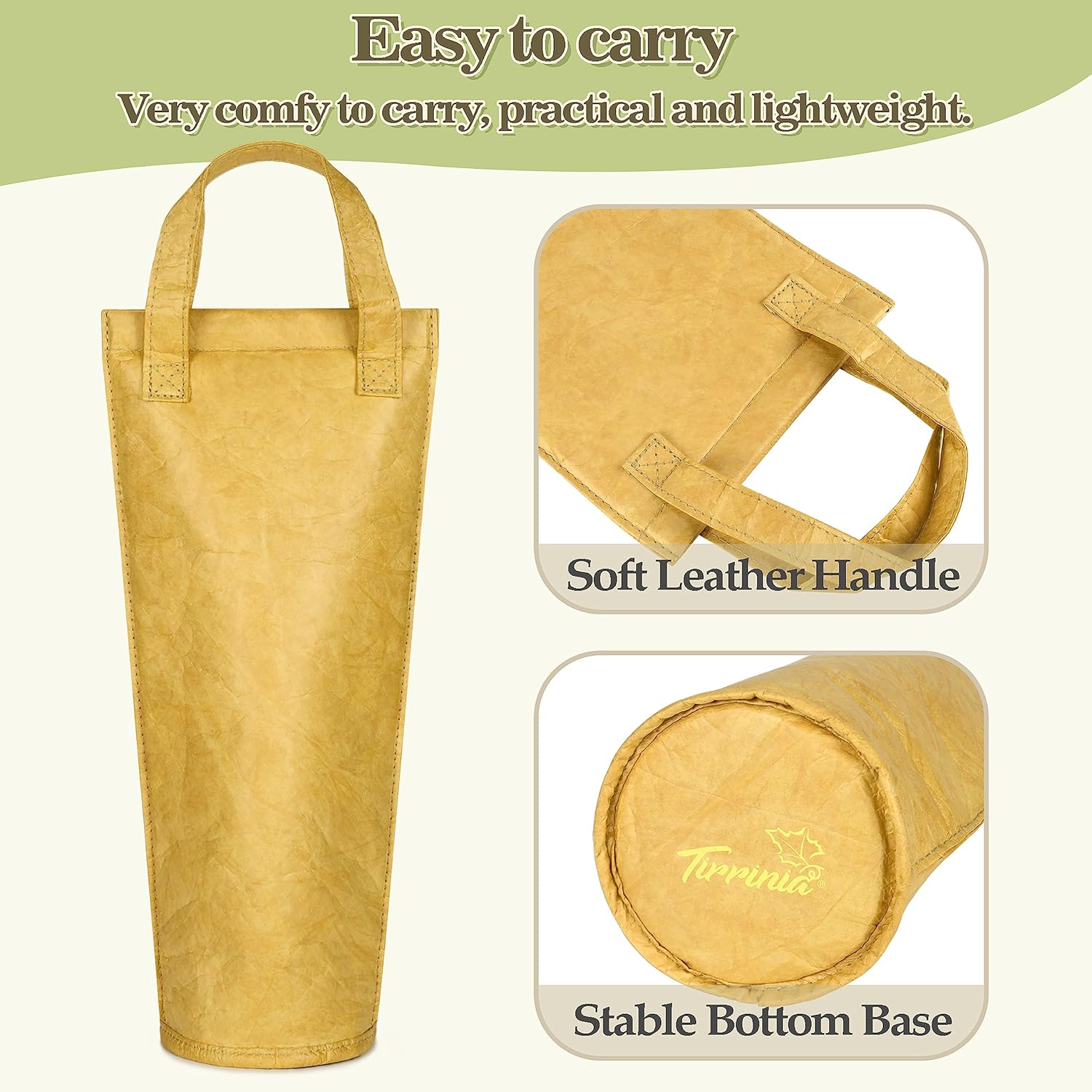 Tirrinia Single Wine Carrier Tote, Insulated Wine Cooler Bag for Travel, Picnic, & Wine Gifts – Thermal Padded Wine Bottle Holder Tote for Men & Women, Wine Gift for Wine Lovers, DuPont Paper