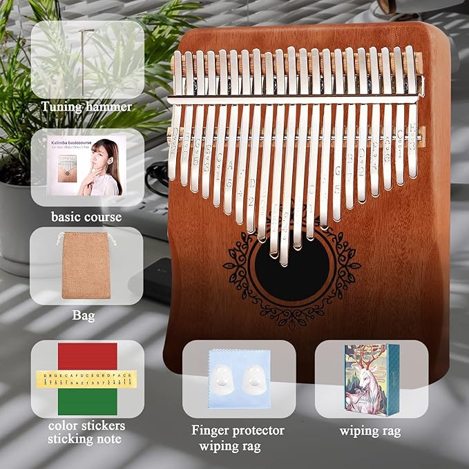 Kalimba 21 Keys Thumb Piano, Easy To Learn Portable Kalimba Thumb Piano With Beautiful Hard Packing Box, Gifts For Kids,Adult,Beginners,Professional-BubblyBeeBaby