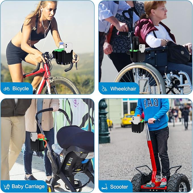 Accmor Stroller Cup Holder with Phone Holder, Universal Cup Holder, Bike Cup Holder, 360° Rotatable Large Caliber Drinks Holder for Stroller, Bike, Wheelchair, Walker-BubblyBeeBaby