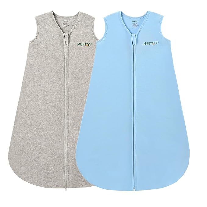 JELLYMONI Baby Sleep Sack 6-12 Months 100% Cotton Wearable Blanket, 0.5 TOG Soft Lightweight Toddler Sleeping Sack 3 Pack 2-Way Zipper Newborn Sleep Sacks-BubblyBeeBaby