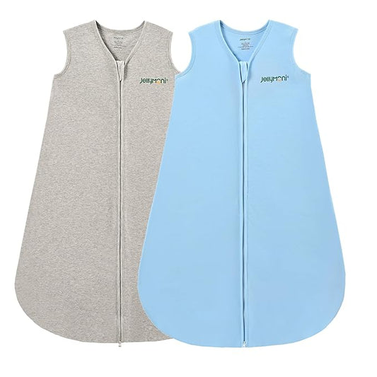 JELLYMONI Baby Sleep Sack 6-12 Months 100% Cotton Wearable Blanket, 0.5 TOG Soft Lightweight Toddler Sleeping Sack 3 Pack 2-Way Zipper Newborn Sleep Sacks-BubblyBeeBaby