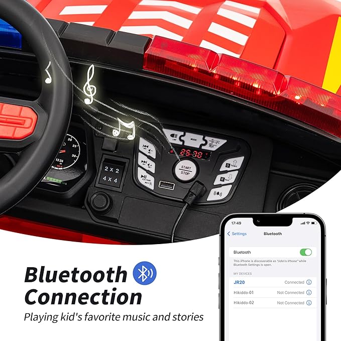 24V 10Ah Electric Police Car Ride on Toy for Big Kids, 4WD 2 Seater Kids Ride on Car SUV w/Remote Control, 4x200W Motors - Red-BubblyBeeBaby