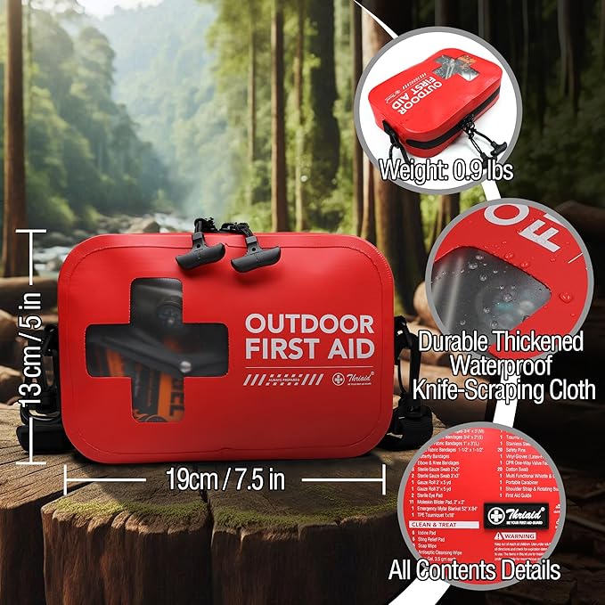 152 PCS Waterproof First Aid Kit, Portable Small Boat Dry Bag Bug Out Bags, Emergency Medical Kit Ideal for Boating, Camping, Fishing, Kayaking, Floating, Red-BubblyBeeBaby