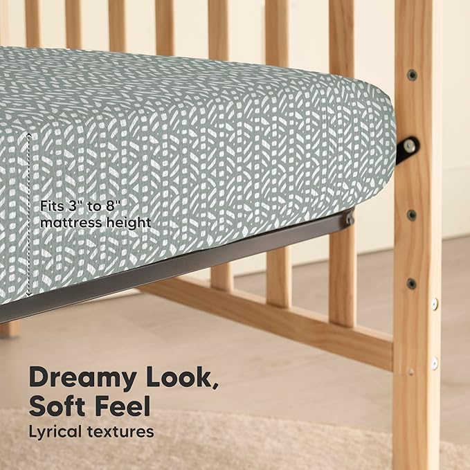 KeaBabies 2-Pack Muslin Crib Sheets for Boys, Girls - 100% Organic Cotton Fitted Baby Crib Mattress Sheet, Soft Breathable Standard Toddler Bed Cover Bedding Set, Neutral, Durable 52x28 (Nordic)-BubblyBeeBaby