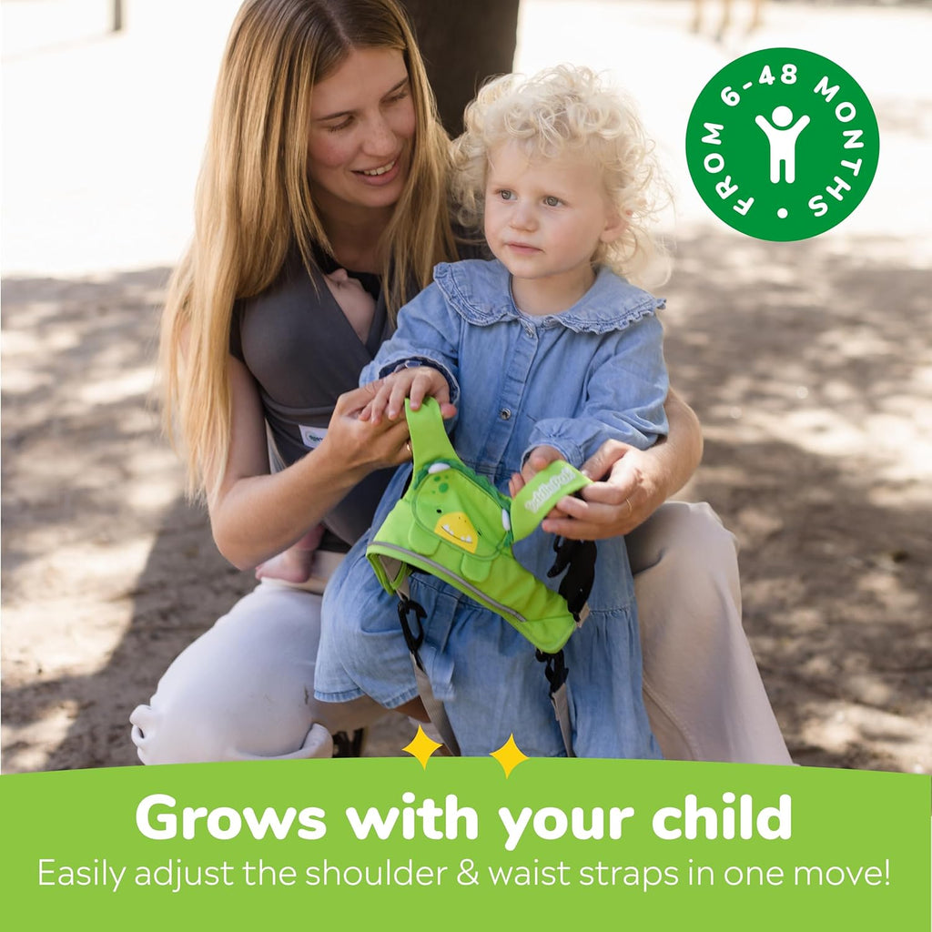 Trunki Toddler Leash - Fuss Free Toddler Walking Reins & Kids Safety Harness | Baby Leash for Kids – Dudley Dinosaur (Green)