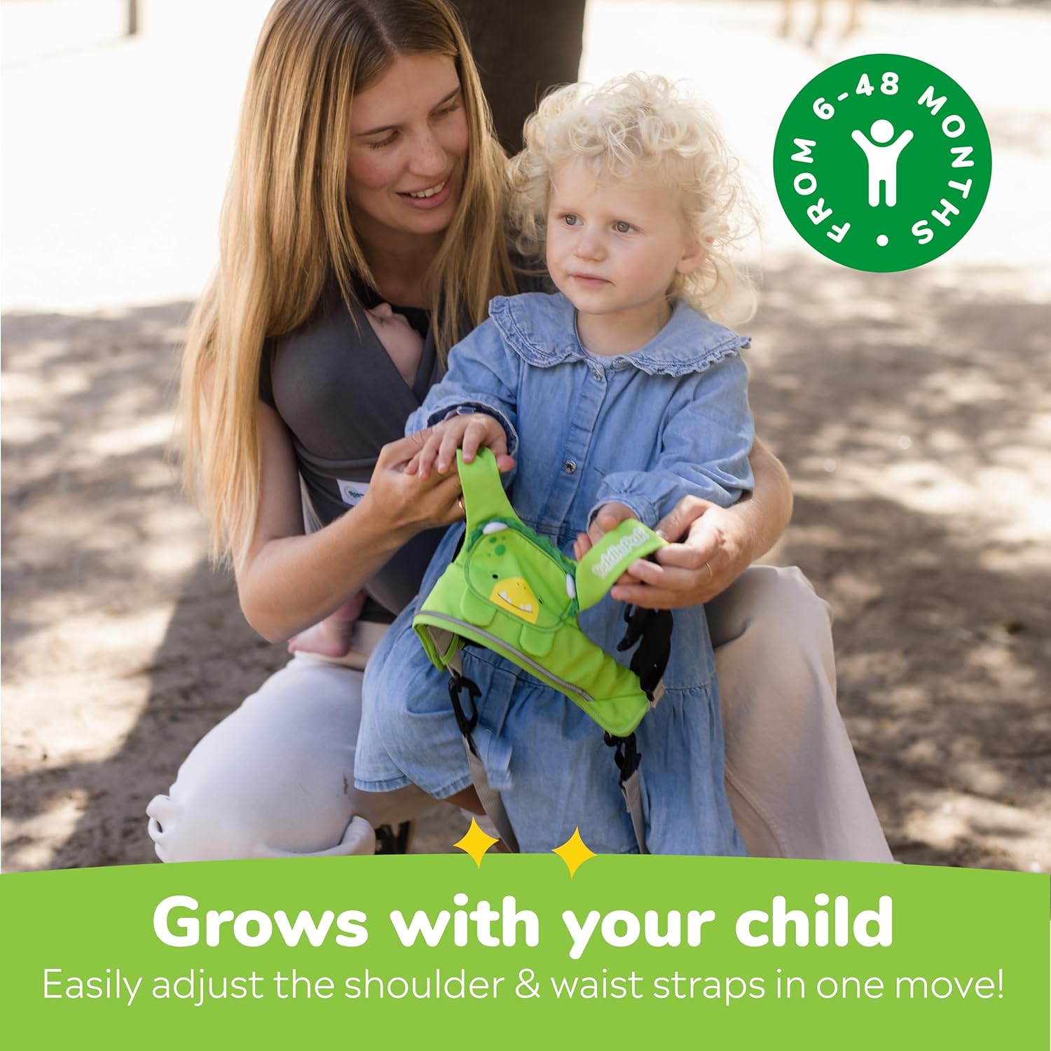 Trunki Toddler Leash - Fuss Free Toddler Walking Reins & Kids Safety Harness | Baby Leash for Kids – Dudley Dinosaur (Green)