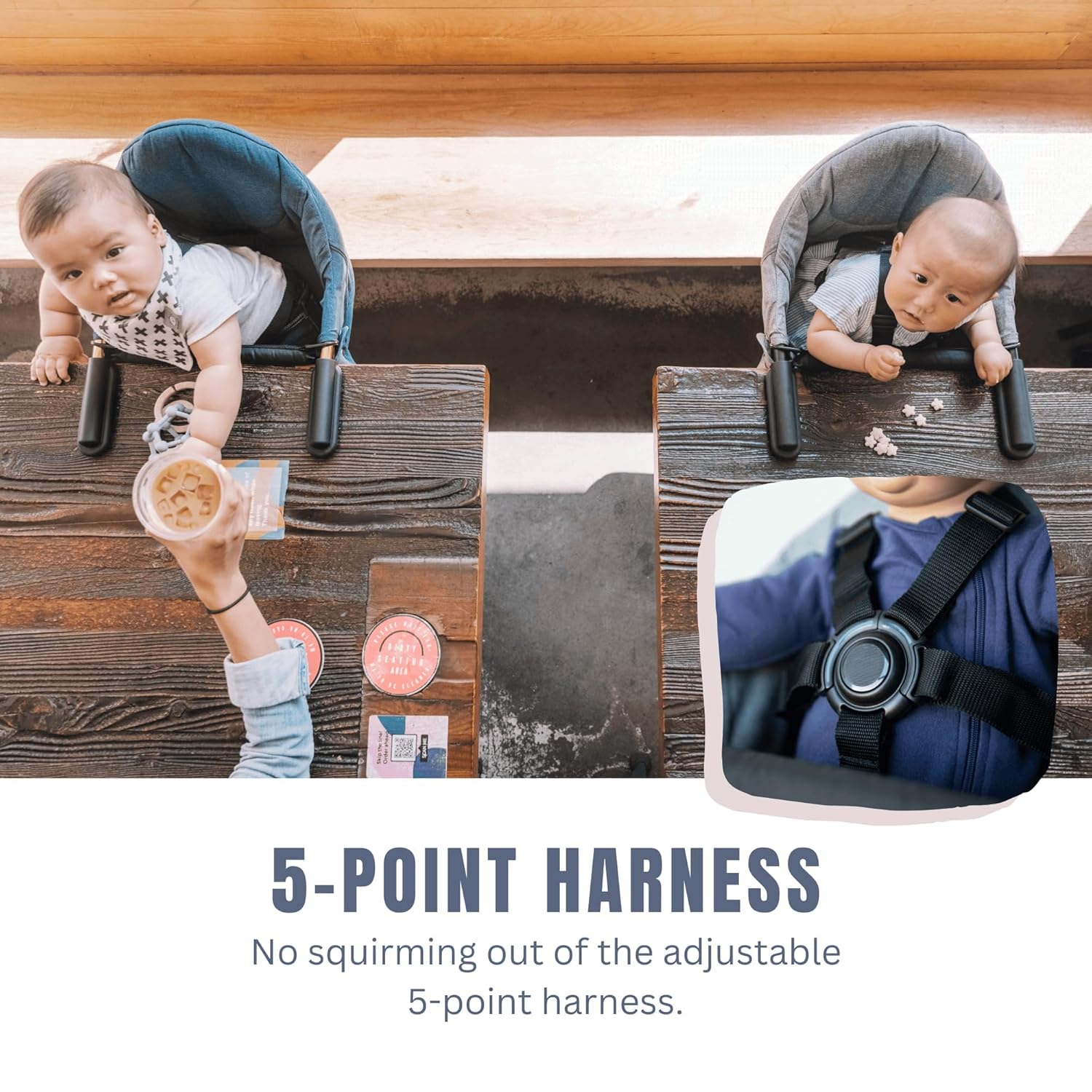 guzzie+Guss Portable Clip on High Chair for Baby Seat - Folding and Easy Setup for Travel, Home, Restaurants, Picnics - Machine Washable Fabric - Copper Blue