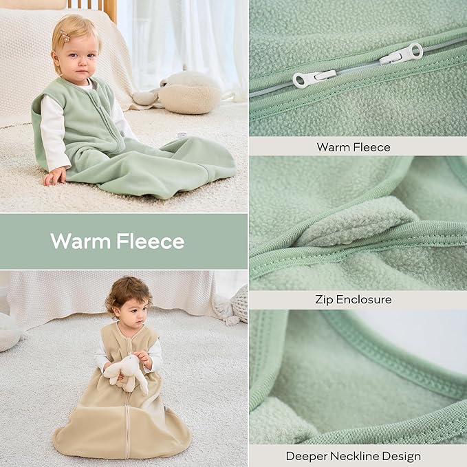 JELLYMONI Fleece Baby Sleep Sack 18-24 Months, 2 Pack 1.5 TOG Baby Wearable Blanket Winter Infant Sleeping sack with 2-Way Zipper, Warm Toddler Sleep Sack-BubblyBeeBaby