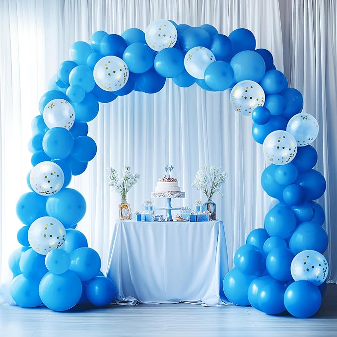 JOYIN 150 Pcs Light Blue Balloons, Different Sizes 18 12 10 5 Inch Light Blue Latex Balloon Arch Kit with Instruction for Birthday Party Graduation Wedding Holiday Decoration-BubblyBeeBaby