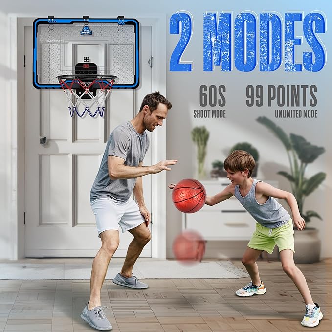 HopeRock Large Indoor Basketball Hoop for Kids Teens Adults, 24 X 16 Inch Over The Door Basketball Hoops with Electronic Scoreboard, Basketball Toys Birthday Gifts for Boys Girls-BubblyBeeBaby