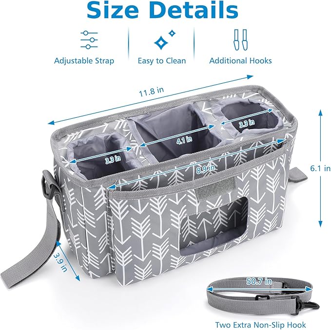 Accmor Universal Stroller Organizer with Insulated Cup Holder and Shoulder Strap, Stroller Bag Caddy Organizer Stroller Accessories for Uppababy, Baby Jogger, Nuna, Doona, Britax Strollers-BubblyBeeBaby