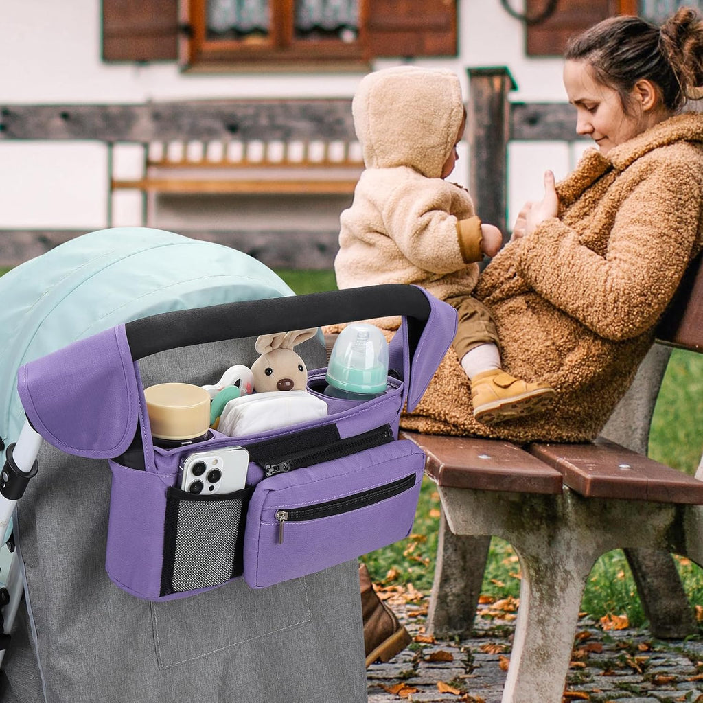 Accmor Universal Stroller Organizer with Insulated Cup Holder Detachable Phone Bag and Shoulder Strap,Stroller Bag Caddy Organizer Fits for Uppababy, Baby Jogger, Britax Strollers