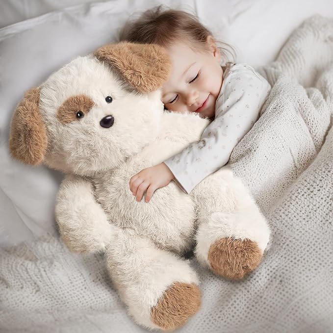 iPlay, iLearn Dog Stuffed Animal, Soft Plush Baby Toy, Infant 18" Big Cute Fluffy Puppy Toy, Ultra Soft Nursery Bedtime Huggable Birthday Gifts for Toddlers Girls Boys Kids Age 0 and up-BubblyBeeBaby